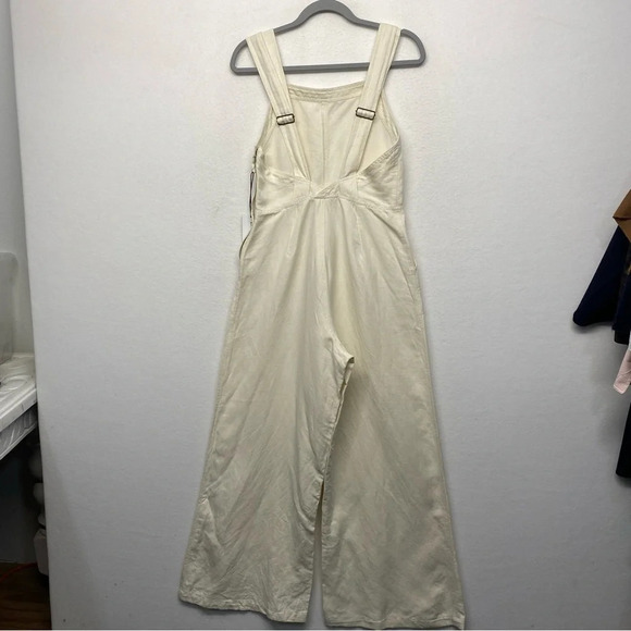NEW Apiece Apart Caterina Overalls Cream Wide Leg Apron Jumper 8 Cotton Linen - Picture 6 of 13